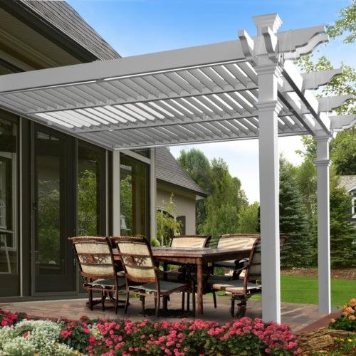 Pergolas, a Pergolas from All Type Fence: VA42072_Elysium_Louvered_Pergola_Lifestyle_1500x1001_500x500_acf_cropped