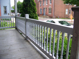 Railing, a Railing from All Type Fence: Vinyl_T-Railing_with_Turned_Spindles